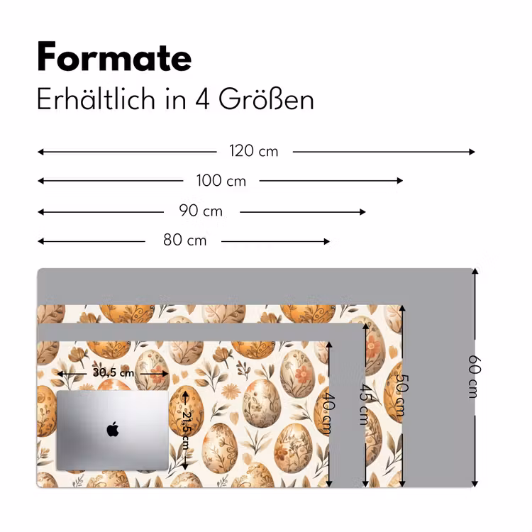 Paaseieren - Bruin - Bloemen Muismat XXL klein -ysfeer5_duits