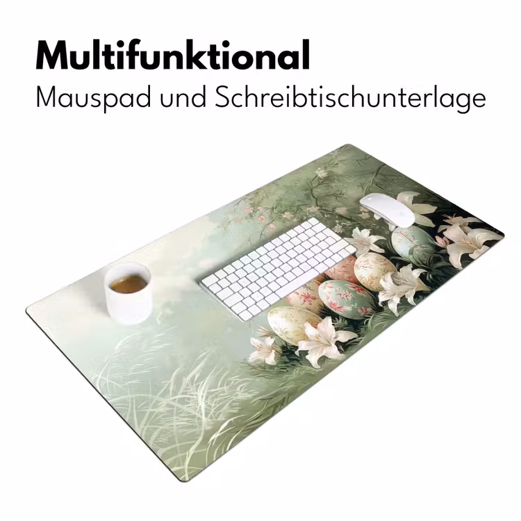 Paaseieren - Pasteltinten - Bloemen Muismat XXL klein -ysfeer4_duits
