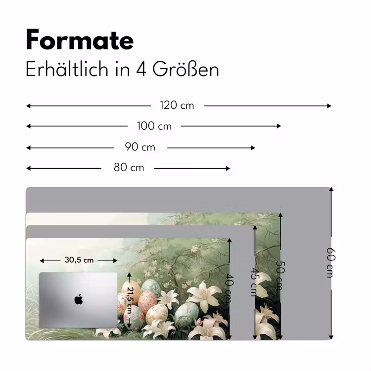 Paaseieren - Pasteltinten - Bloemen Muismat XXL klein -ysfeer5_duits