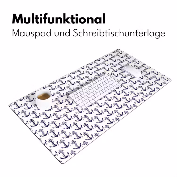 Oceaan - Anker - Blauw - Wit Muismat XXL klein 681 -ysfeer4_duits