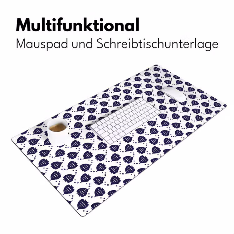 Oceaan - Vis - Blauw - Wit Muismat XXL klein 681 -ysfeer4_duits