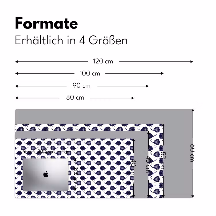 Oceaan - Vis - Blauw - Wit Muismat XXL klein 681 -ysfeer5_duits