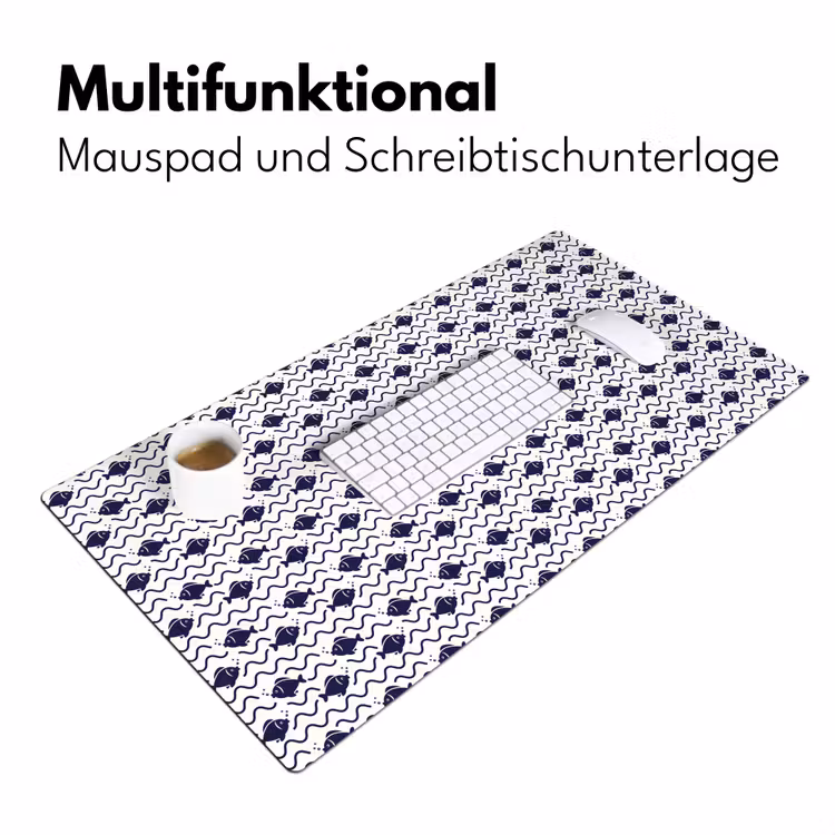 Oceaan - Visachtig - Blauw - Wit Muismat XXL klein 681 -ysfeer4_duits