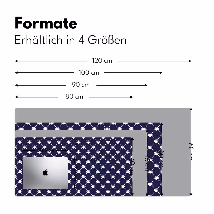 Oceaan - Schelp - Blauw - Wit Muismat XXL klein 681 -ysfeer5_duits