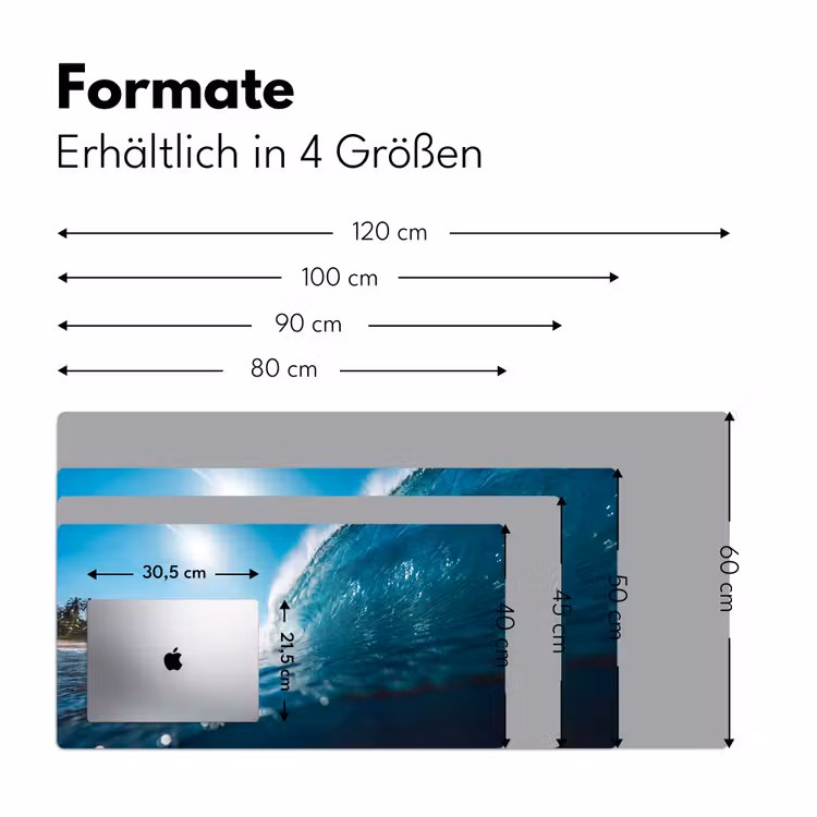 Oceaan - Golf - Strand - Natuur - Blauw Muismat XXL klein -ysfeer5_duits