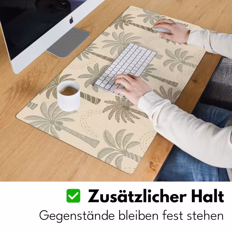 Palmbomen - Patroon - Tropisch - Beige Muismat XXL klein -ysfeer3_duits
