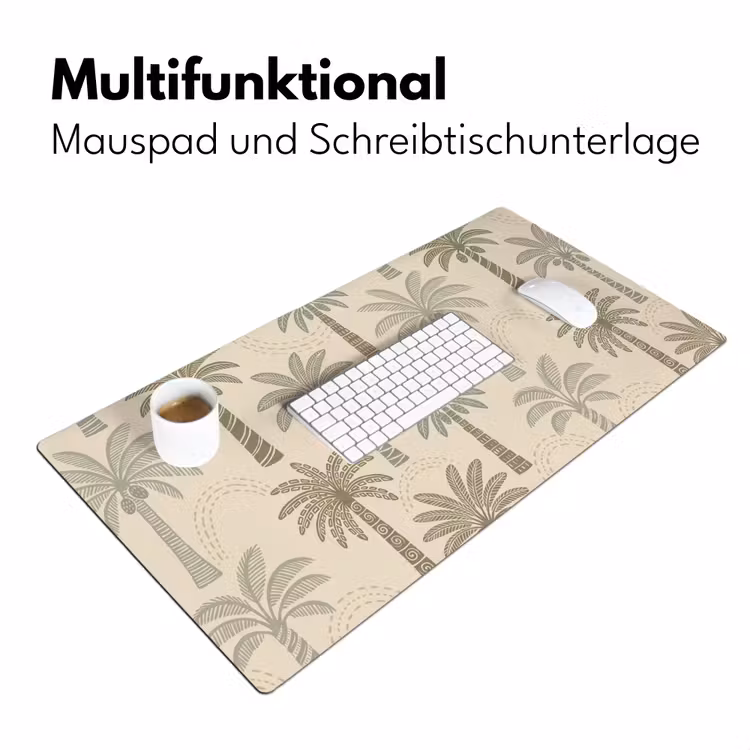 Palmbomen - Patroon - Tropisch - Beige Muismat XXL klein -ysfeer4_duits