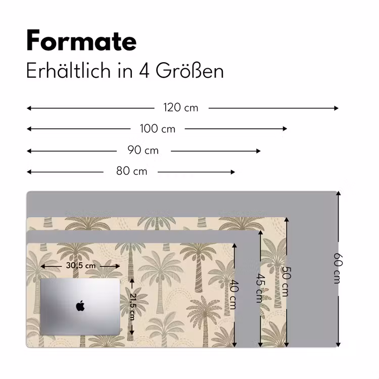 Palmbomen - Patroon - Tropisch - Beige Muismat XXL klein -ysfeer5_duits