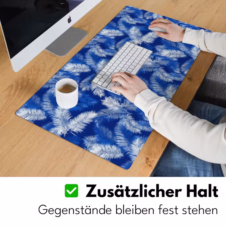 Palmblad - Patroon - Blauw Muismat XXL klein 681 -ysfeer3_duits