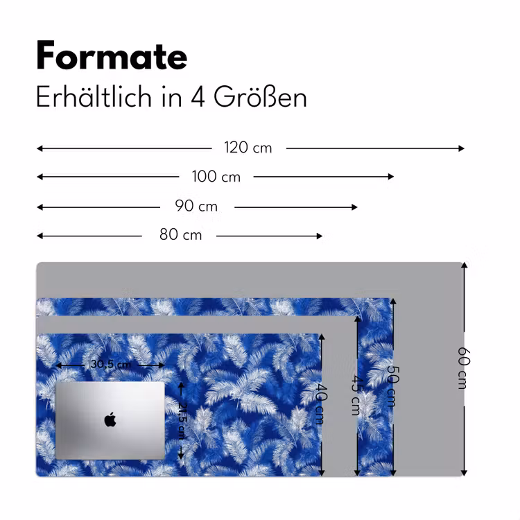 Palmblad - Patroon - Blauw Muismat XXL klein 681 -ysfeer5_duits