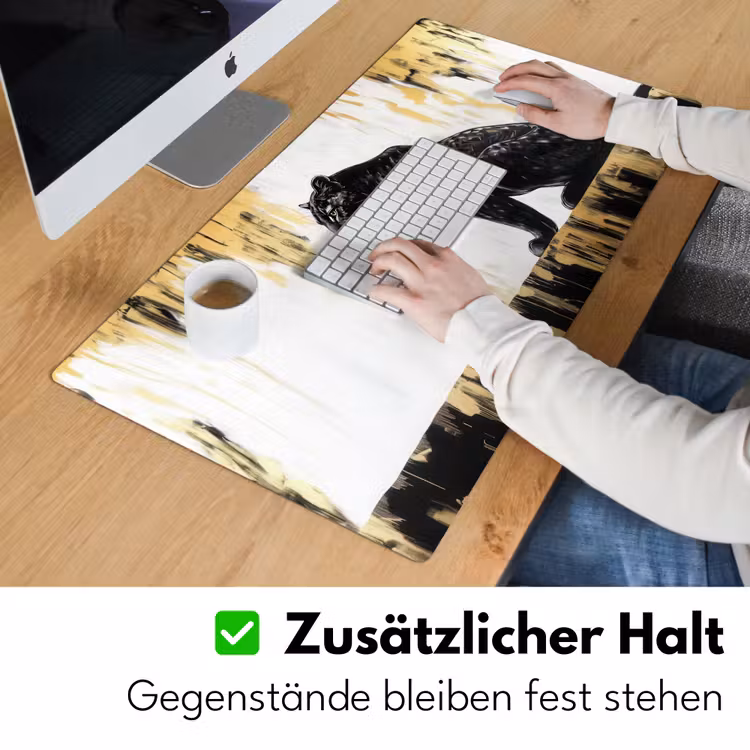 Panter - Zwart - Abstract - Goud Muismat XXL klein -ysfeer3_duits