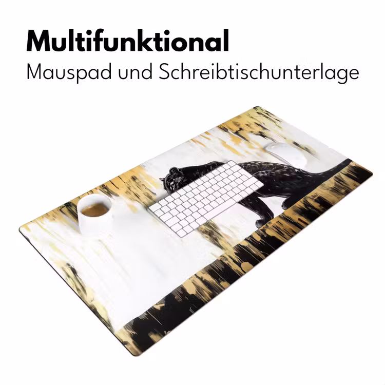 Panter - Zwart - Abstract - Goud Muismat XXL klein -ysfeer4_duits