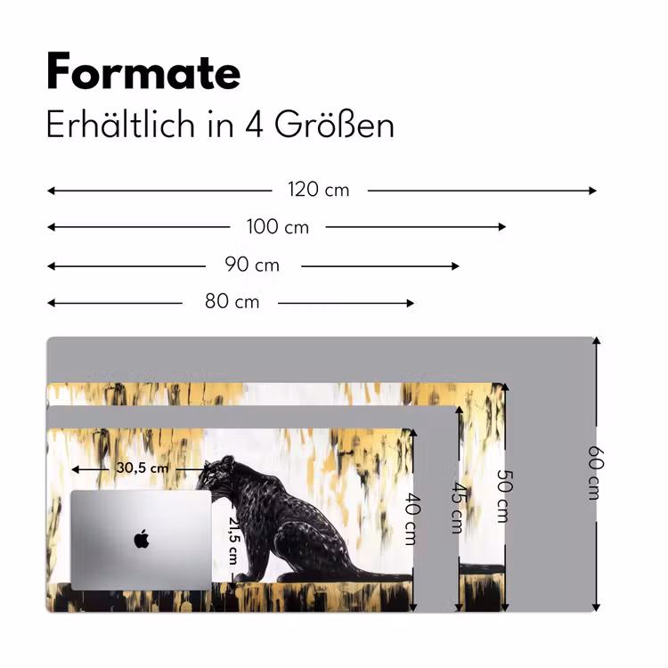 Panter - Zwart - Abstract - Goud Muismat XXL klein -ysfeer5_duits