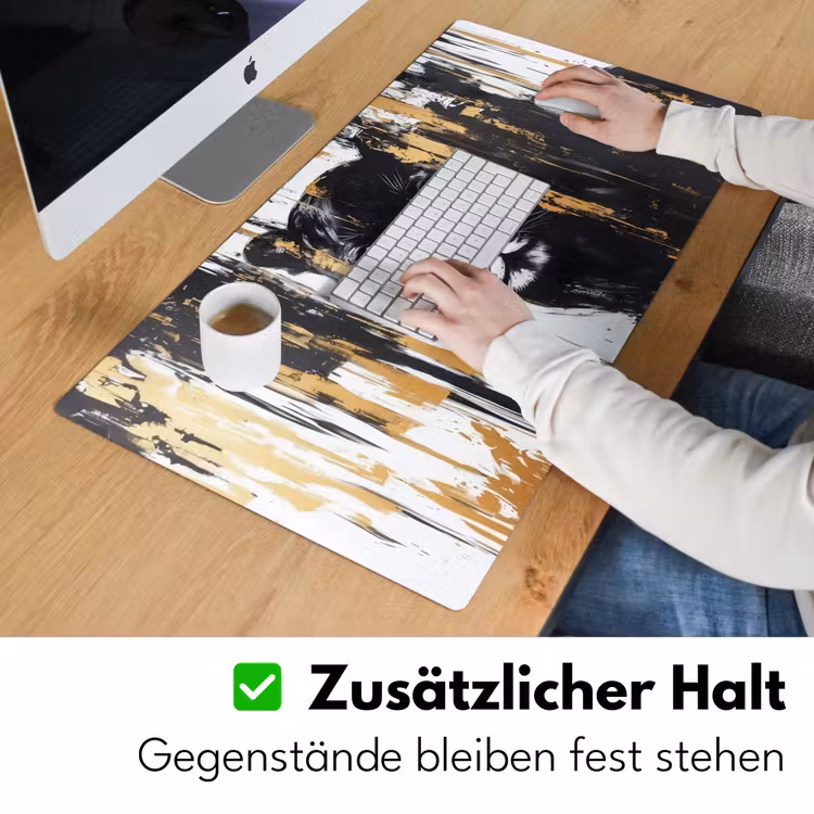 Panter - Zwart - Abstract - Verfstreken Muismat XXL klein -ysfeer3_duits