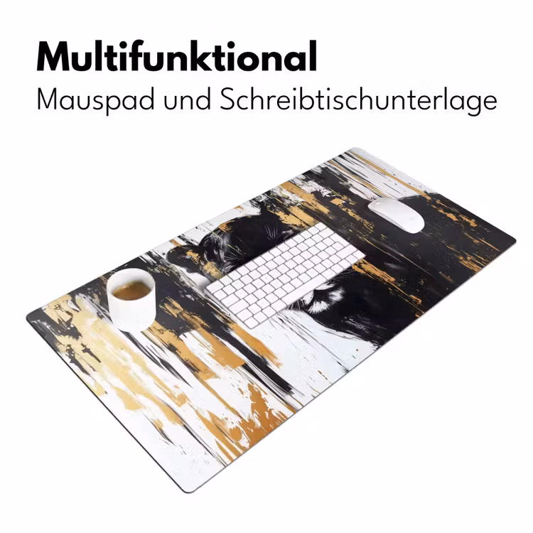 Panter - Zwart - Abstract - Verfstreken Muismat XXL klein -ysfeer4_duits