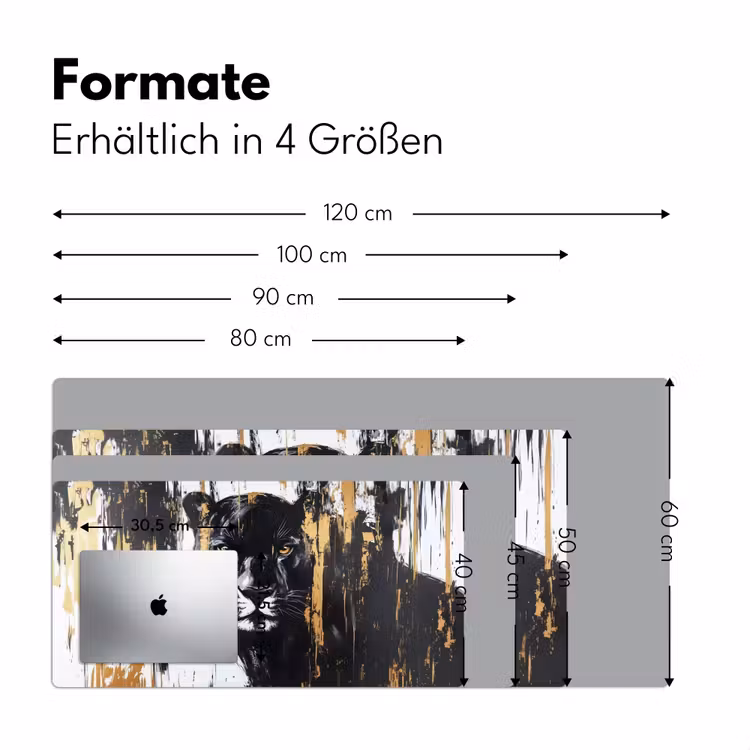 Panter - Zwart - Abstract - Verfstreken Muismat XXL klein -ysfeer5_duits