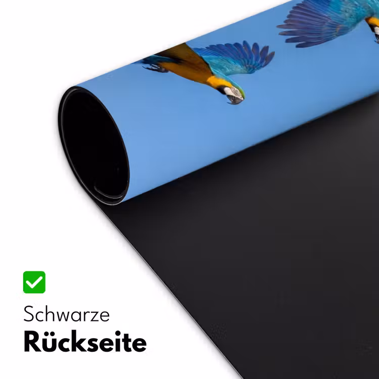 Papagaai - Vliegen - Blauw - Geel Muismat XXL klein -ysfeer2_duits