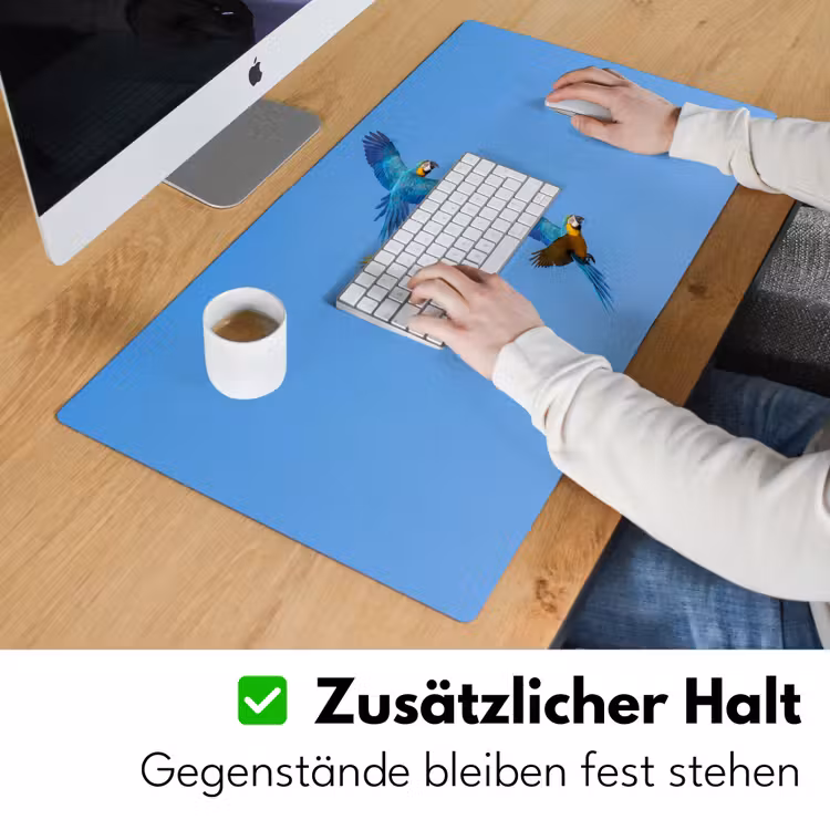 Papagaai - Vliegen - Blauw - Geel Muismat XXL klein -ysfeer3_duits