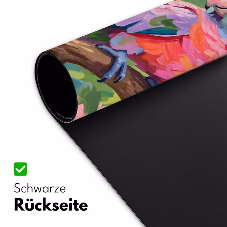 Papagaai - Hibiscusbloemen - Kleurrijk Muismat XXL klein -ysfeer2_duits