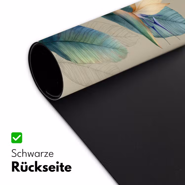 Paradijsvogelbloemen - Blauwgroene bladeren - Beige Muismat XXL klein -ysfeer2_duits