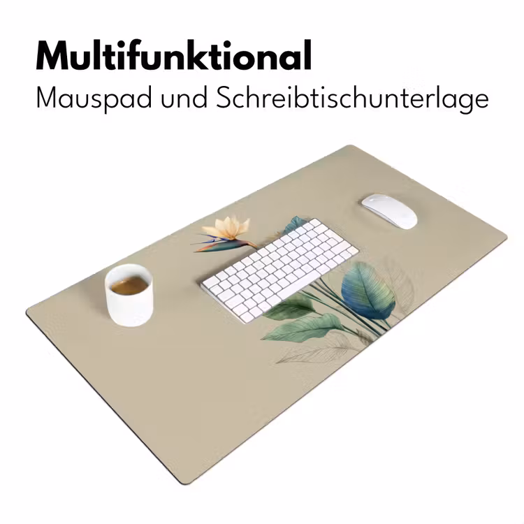Paradijsvogelbloemen - Blauwgroene bladeren - Beige Muismat XXL klein -ysfeer4_duits
