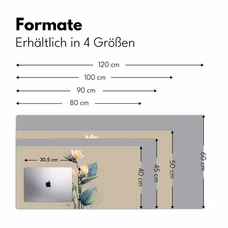 Paradijsvogelbloemen - Blauwgroene bladeren - Beige Muismat XXL klein -ysfeer5_duits