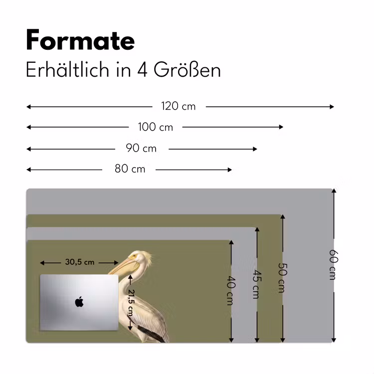 Pelikaan - Wit - Vogel - Klassiek - Natuur Muismat XXL klein -ysfeer5_duits