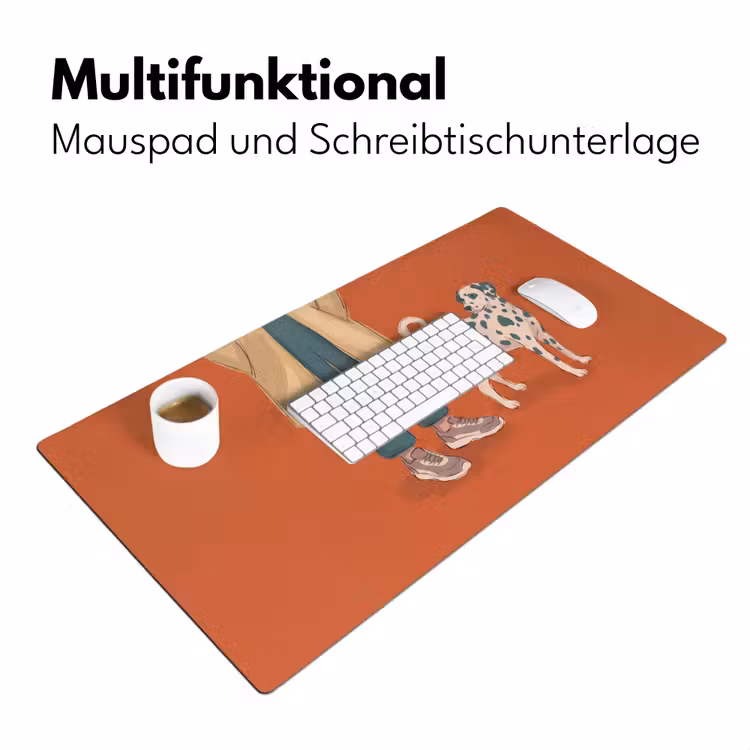 Schreibtischunterlage - Person – Hund – Tiere – Illustration – Modern - Persoon - Hond - Dieren - Illustratie - Modern Muismat XXL klein