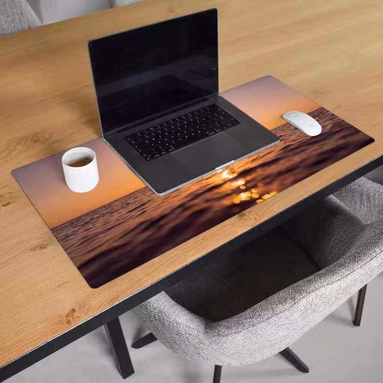 Schreibtischunterlage - Person – Surfen – Sonnenuntergang – Meer – Orange — 1