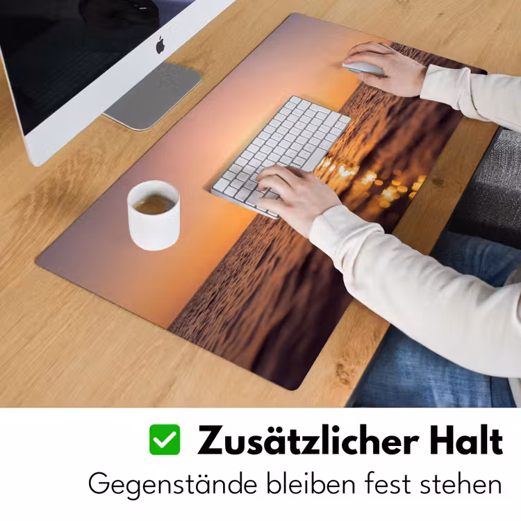 Schreibtischunterlage - Person – Surfen – Sonnenuntergang – Meer – Orange — 3