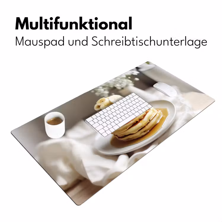 Pannenkoeken - Banaan - Siroop - Wit - Beige Muismat XXL klein -ysfeer4_duits