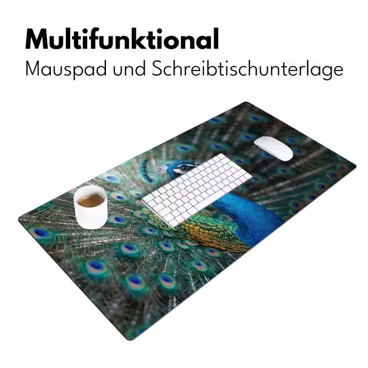 Pauw - Veren - Blauw Muismat XXL klein -ysfeer4_duits