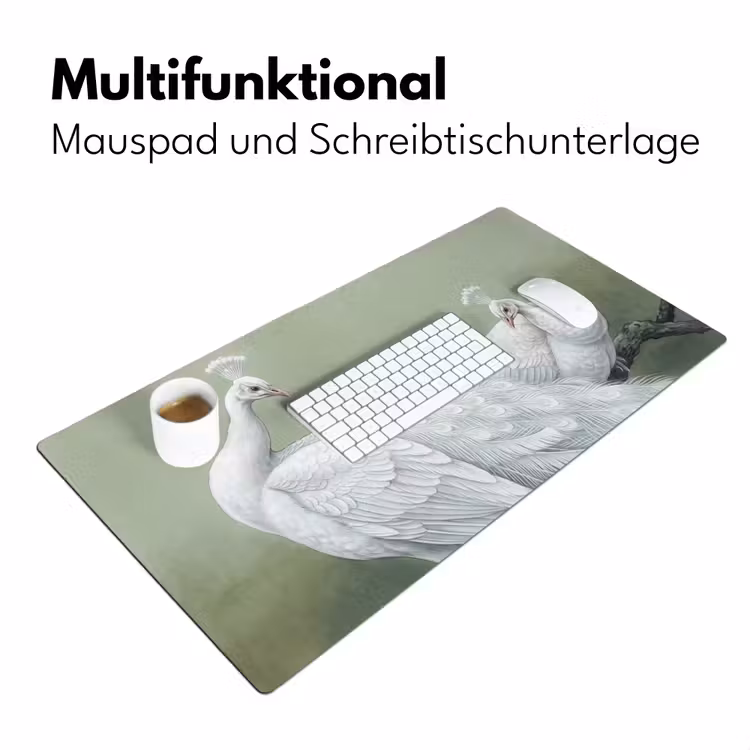 Pauwen - Wit - Natuur - Groen Muismat XXL klein -ysfeer4_duits