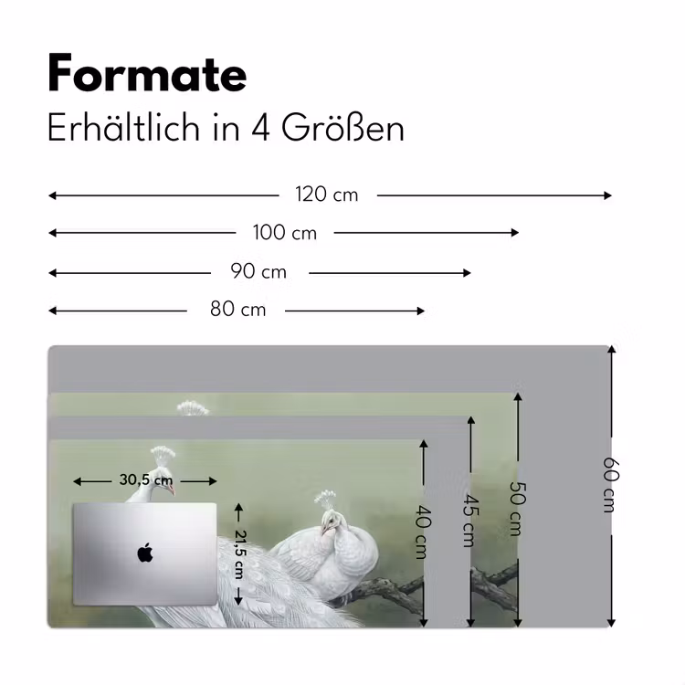 Pauwen - Wit - Natuur - Groen Muismat XXL klein -ysfeer5_duits