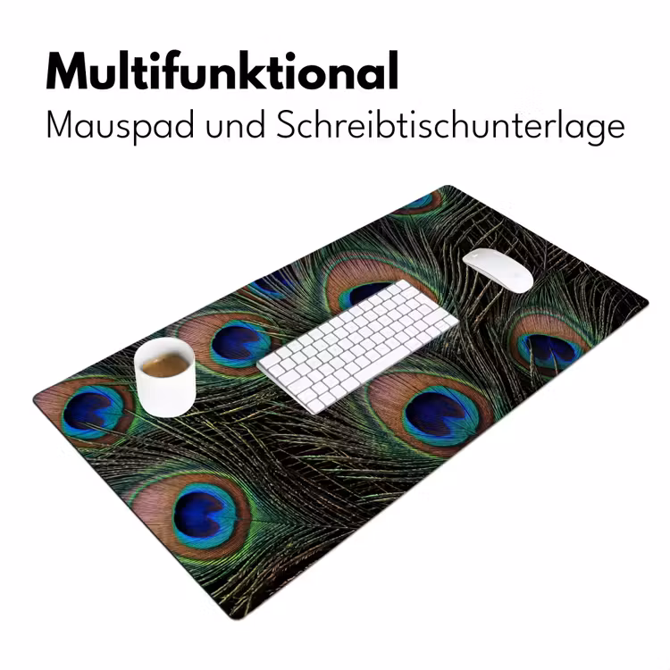 Pauwenveren - Klassiek - Groen Muismat XXL klein -ysfeer4_duits