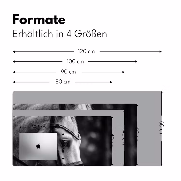 Paard - Schimmel - Portret Muismat XXL klein -ysfeer5_duits