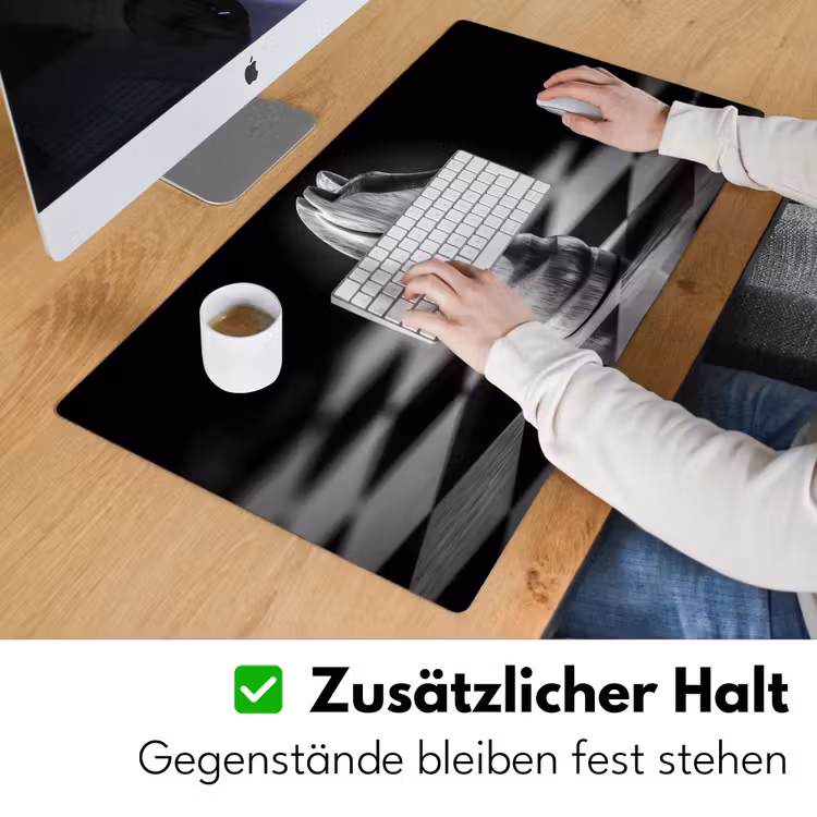 Paard - Hout - Schaalbord - Zwart Muismat XXL klein -ysfeer3_duits