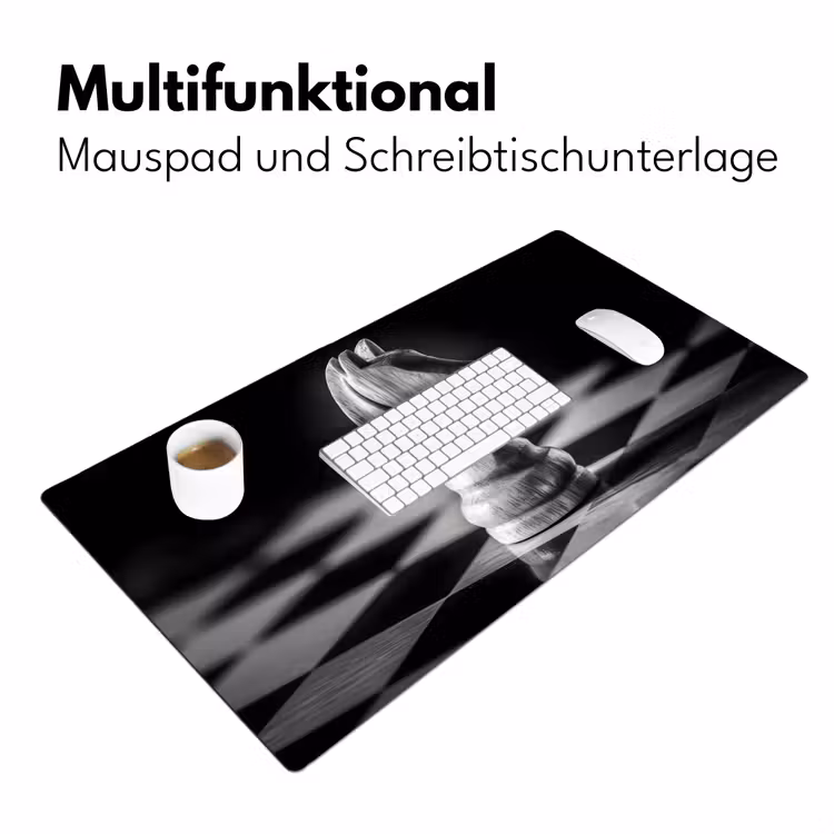 Paard - Hout - Schaalbord - Zwart Muismat XXL klein -ysfeer4_duits