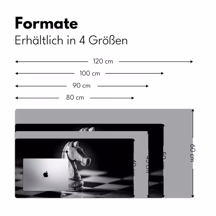 Paard - Hout - Schaalbord - Zwart Muismat XXL klein -ysfeer5_duits