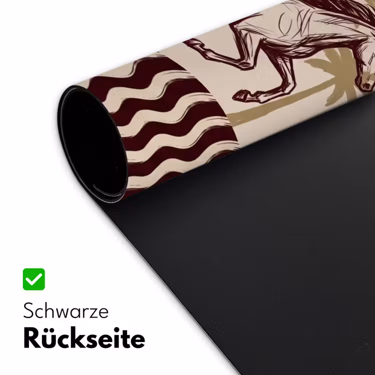 Schreibtischunterlage - Pferd – im Galopp – Wüste – Illustration - Paard - Galopperend - Woestijn - Illustratie Muismat XXL klein