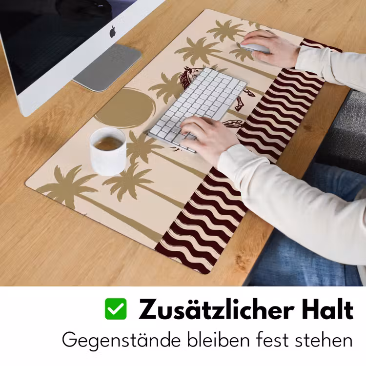 Schreibtischunterlage - Pferd – im Galopp – Wüste – Illustration - Paard - Galopperend - Woestijn - Illustratie Muismat XXL klein