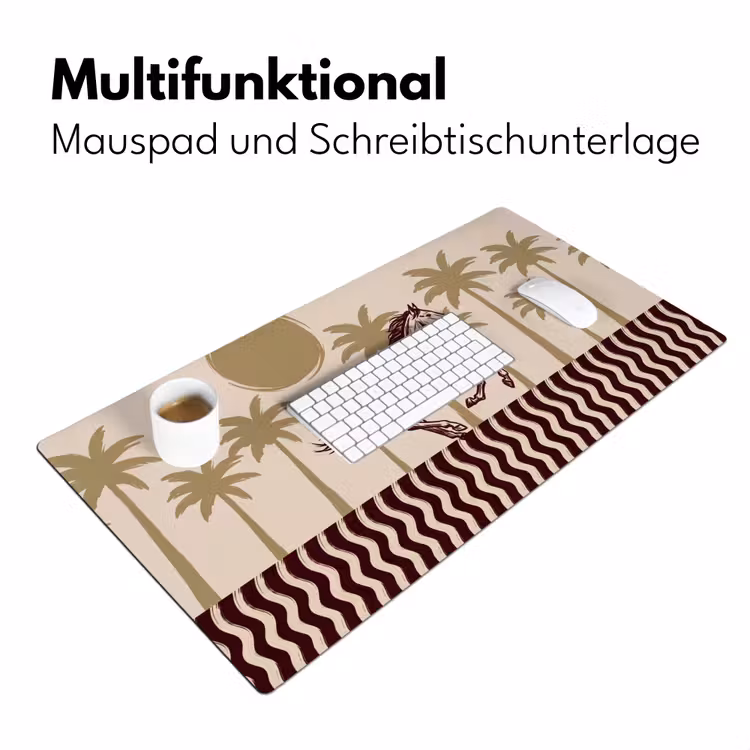 Schreibtischunterlage - Pferd – im Galopp – Wüste – Illustration - Paard - Galopperend - Woestijn - Illustratie Muismat XXL klein