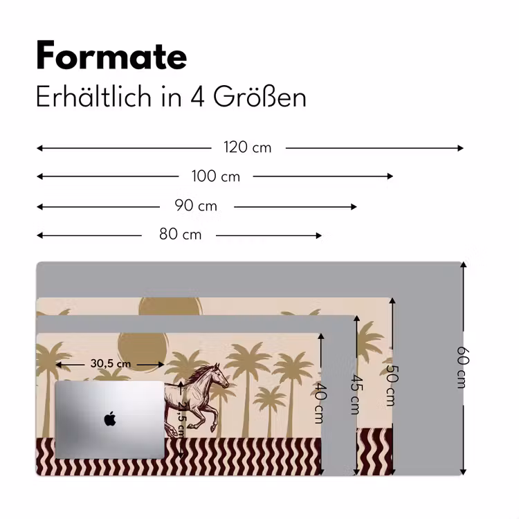 Schreibtischunterlage - Pferd – im Galopp – Wüste – Illustration - Paard - Galopperend - Woestijn - Illustratie Muismat XXL klein