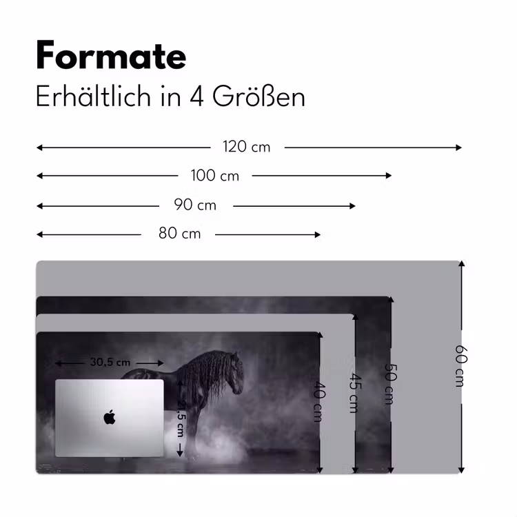 Paard - Magisch - Zwart Muismat XXL klein -ysfeer5_duits