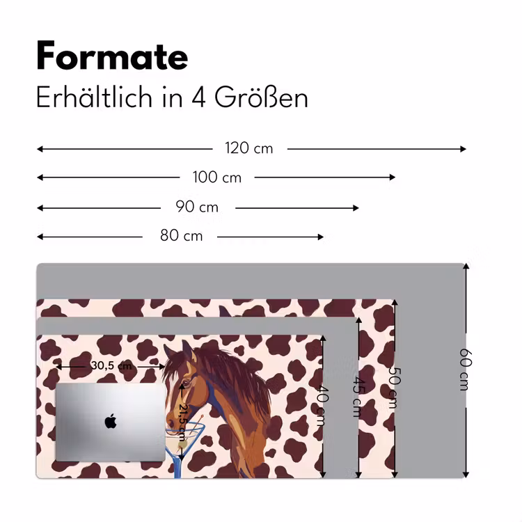 Schreibtischunterlage - Pferd – Martini – Tiere – Abstrakt – Braun - Paard - Martini - Dieren - Abstract - Bruin Muismat XXL klein