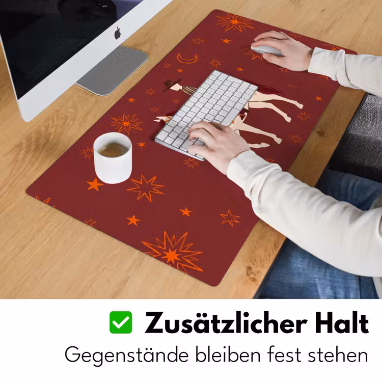 Schreibtischunterlage - Pferd – Reiter – Sterne – Nacht – Illustration - Paard - Ruiter - Sterren - Nacht - Illustratie Muismat XXL klein
