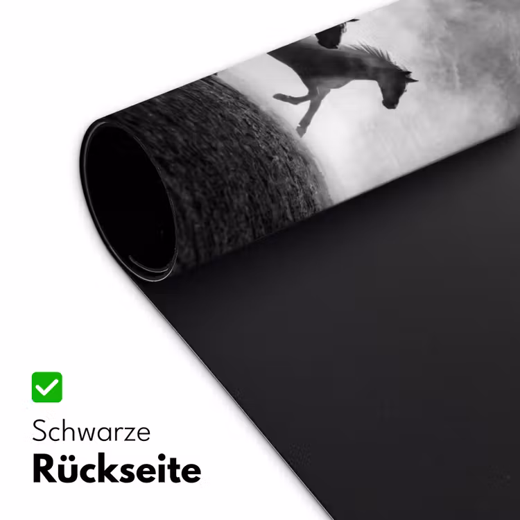Paard - Ren - Stof - Zwart-wit - Dieren Muismat XXL klein -ysfeer2_duits