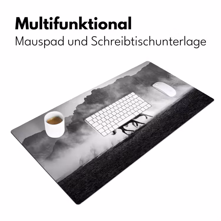 Paard - Ren - Stof - Zwart-wit - Dieren Muismat XXL klein -ysfeer4_duits