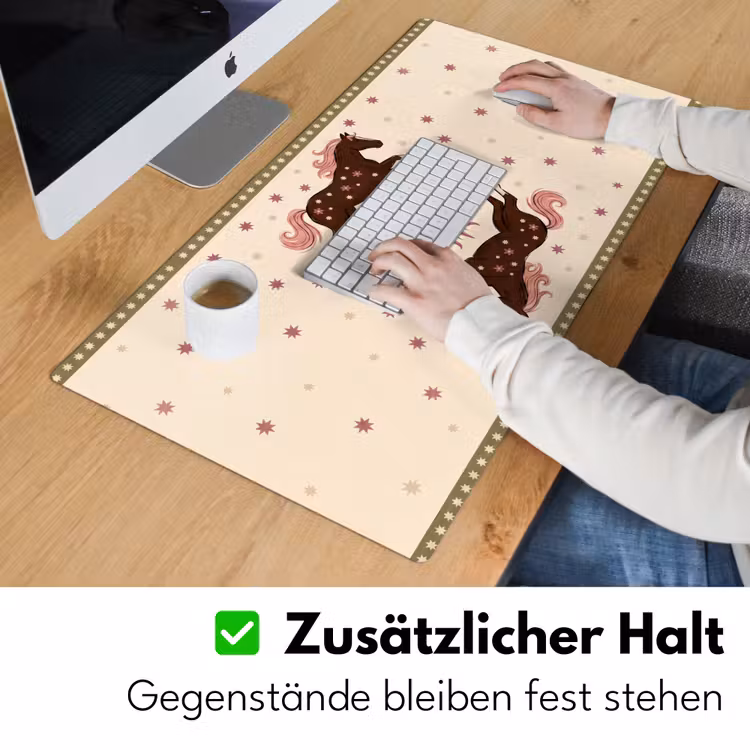Schreibtischunterlage - Pferd – Sonne – Mystik – Illustration – Rosa - Paard - Zon - Mystiek - Illustratie - Roze Muismat XXL klein