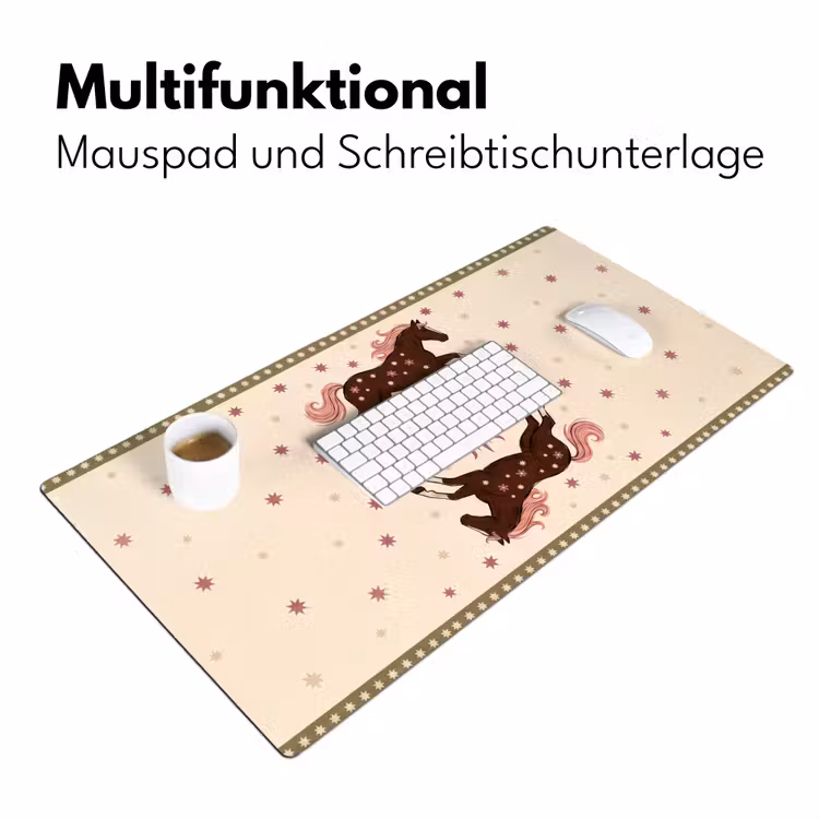 Schreibtischunterlage - Pferd – Sonne – Mystik – Illustration – Rosa - Paard - Zon - Mystiek - Illustratie - Roze Muismat XXL klein